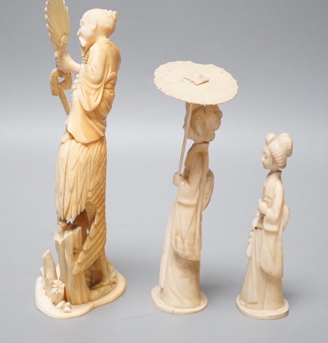 Three Japanese ivory groups or figures, early 20th century, tallest 18cm